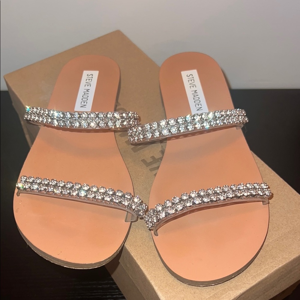 Steve Madden Tan Rhinestone Sandals